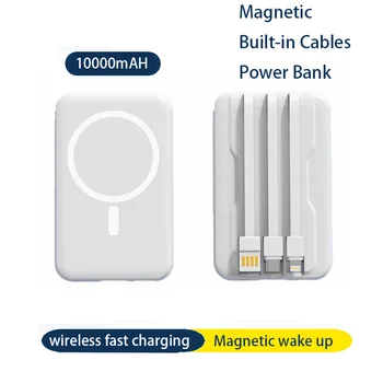Prenosné Magnetické Wireless Power Bank 10000mAh S Nabíjací Kábel Mini Power Bank Pre iphone14pro1312 Samsung Xiao