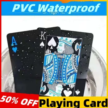 PVC Poker Nepremokavé Plastové Hracie Karty, Nastaviť, Čierna Farba, Pokerové Karty, Sady Klasické Party Poker Hry Červená Modrá