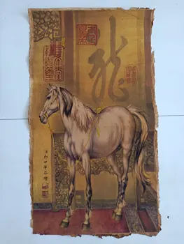 Ručne maľované kôň maľby Lang Svieti, starý papier Xuan maľby, ktoré nie sú namontované