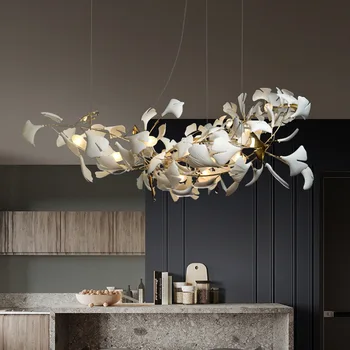 SANDYHA Nordic Ginkgo Leaf Design Lustre Obývacia Izba Minimalistický Luxusné Dizajnér Umenie Spálňa Bar Jedáleň Prívesok Svetlo