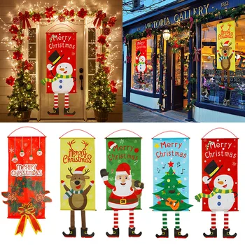 Santa Claus Snehuliak Banner Veselé Vianočné Dekorácie pre Domov Vianočné Darčeky, Vianočné Dvere Dekor Navidad 2023 Šťastný Nový Rok 2024