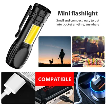 Silné Svetlo, Pochodeň Multifunkčné Prenosné Pero Lampy Super Svetlé Nabíjateľná Tábor Svetlá Zoom Ručné pre Vonkajšie Cestovanie