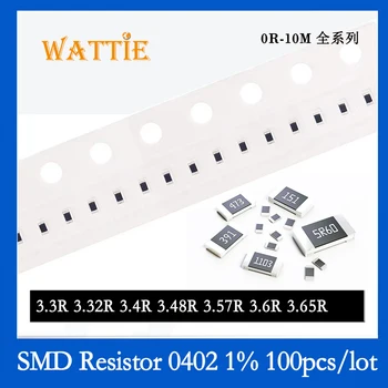 SMD Rezistora 0402 1% 3.3 R 3.32 R 3.4 R 3.48 R, základné vzdelanie 3,57 R 3.6 R 3.65 R 100KS/veľa čip odpory 1/16W 1.0 mm*0,5 mm