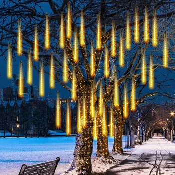 Solárne LED meteorický dážď Dážď Svetlá 8 Skúmaviek Vianočné String Svetlá Nepremokavé Domov Garden Party Svadobné Dekorácie EÚ/Plug NÁS