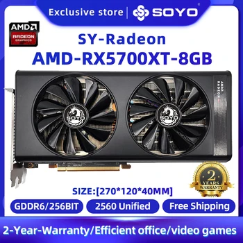 SOYO AMD Radeon RX5700XT 8 GB Grafická Karta Herné GPU GDDR6 Pamäť 256Bit PCI Express 4.0 ×16 pre Stolný Počítač, Video Karta