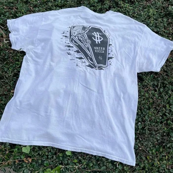 Street Hiphop Bavlna-Krátke rukávy T-shirt Lete Americké Osobnosti Ručne maľované Lebka Tetovanie Ležérny Top pánske Oblečenie