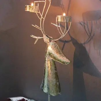 Sviečka Stojí Šumivé Vianočné svietniky Slávnostné Elk Vianočný Strom Ploche Dekorácie s Tepelne-odolné Základy Vianočné Sviečky