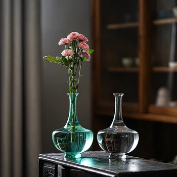 Tao Mei nastaviť Jingdezhen smaragdovo zelená údené šedá sklenené vázy hydroponické kvet ware jednoduchý domov obývacia izba kvet usporiadanie