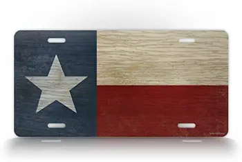 Texas Štátu, Tesnenie pod Vlajkou Dreva Textúrou špz Starožitné TX Lone Star Štátu Americana Vlajka Auto Tag-Kovové Steny Prihlásiť