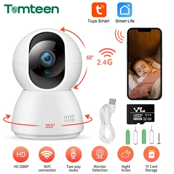 Tomteen 1080P Tuya Smart Video Kamera, Bezdrôtové WiFi Zabezpečenie Dohľadu IP Kamera Baby Monitor Nočné Videnie Webkamera