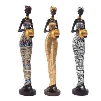 Tribal Lady Africkej Plastiky Živice Zberateľskú Umenie Stolné Reproduktory Obývacej Izby A Štúdia Ozdoby Pre Domáce Dekorácie