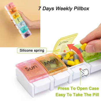 Týždenný Pillbox Tablet Držiteľ Medicíny Skladovanie Prípade Drog Kontajner Pilulku Box Tablet Úložný Box Organizátor 7 Bunky Pilulku Prípade