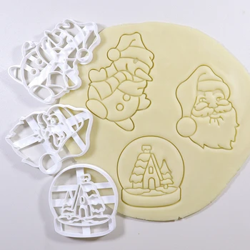Vianočné Cookie Embosser Formy Cartoon 3D Santa Claus Crystal Ball Formy DIY Strany Tortu Pečenie Dekorácie Pečiatka Nástroje Dodávky