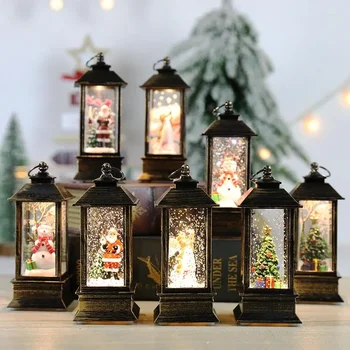 Vianočné Dekorácie, Závesné Svietidlo S Blikanie LED Svietidlá Nočné Svetlo Lanterne Dekorácie Trblietavé Simulácia Snehu