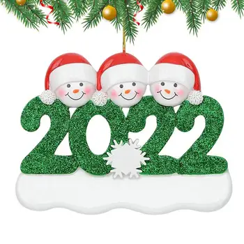 Vianočné Snehuliak Rodiny 2022 Jedinečný Zapisovať Rodinu Vianočné Ozdoby 2022 3D Živice Rukopisu Vianočný Dekor Strany Stromu