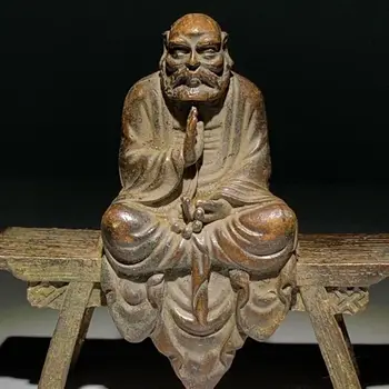 Vidieka reflux starých objektov, Dharma Predka sochu Budhu, meď lavičke, stará bronzová socha Budhu, starožitný tovar zber