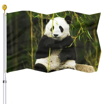 Vtipné Panda Vlajky Uv Odolné voči blednutiu Vlajka pre Vonkajšie Dom s Verandou Welcome Party Dekorácie Záhrada Dvore Vlajka s Mosadznými gombíkovej Dierky