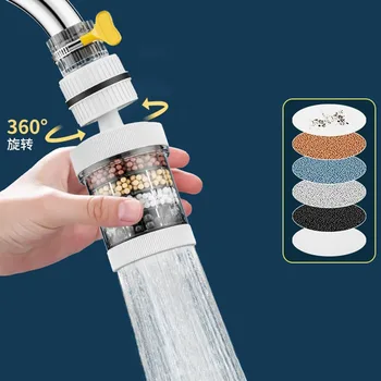 Vymeniteľný a Umývateľný 6-vrstvový Kohútik Filter Univerzálny Splash-dôkaz Vody-úspora Zariadenia Kuchyne Ťuknite na položku Vodný Filter Tryska