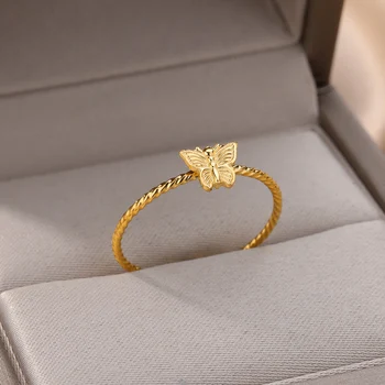 Z nehrdzavejúcej Ocele Motýľ Prstene pre Ženy 2023 Trendov Pozlátené Prst Prsteň Nové, V Luxusnej Pár Svadobné Šperky anillos