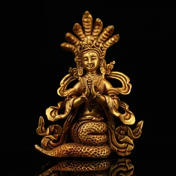 Zhromaždené v čistej medi, ručne vyrábané v čistej medi, s pravou golden dragon strom bódhisattva v fialová medi