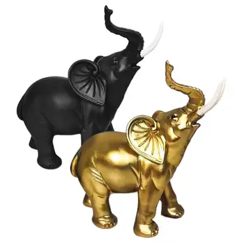 Zlaté Živice Slon Socha Ploche Slon Plavidlá Feng Shui Elegantné Elephant Trunk Socha, Šťastie, Bohatstvo Figúrka Remeslá