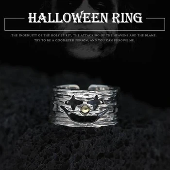 Úsmev Klaun Krúžok Trendy Halloween Prst Široké Otvorenie Prstene pre Mužov a Ženy v Pohode Zábavné Príslušenstvo, Veľkosť Nastaviteľné